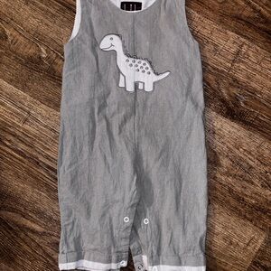 Gray Dinosaur Baby Romper